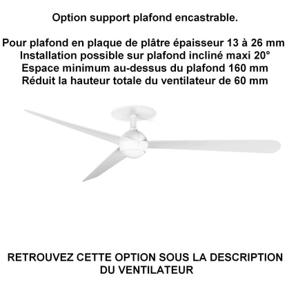 Ventilateur de plafond SFERA Ø 1250 mm blanc pour plafond ba13