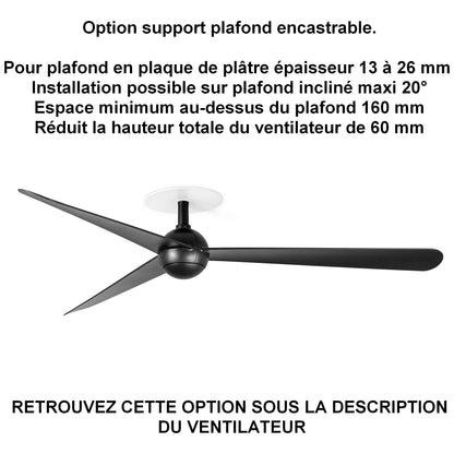 Ventilateur de plafond SFERA Ø 1250 mm noir pour plafond ba13