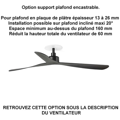 Ventilateur de plafond ROCKER Ø 1320 mm noir pour plafond ba13