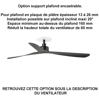 Ventilateur de plafond ROCKER Ø 1320 mm noir pour plafond ba13