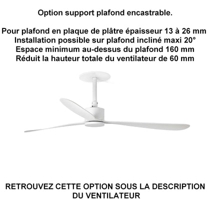 ventilateur de plafond AMELIA blanc sans lampe pour plafond ba13
