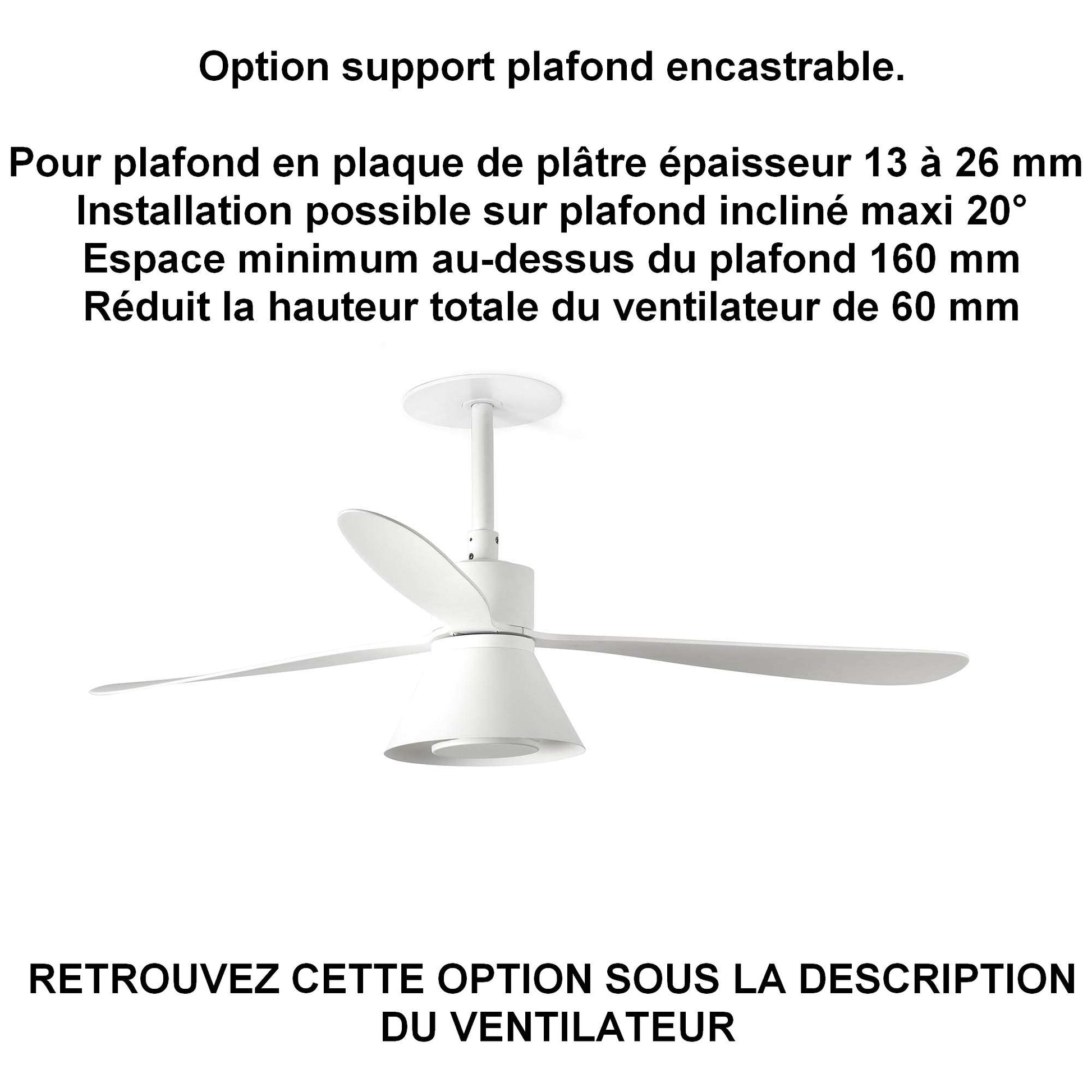 ventilateur de plafond AMELIA-L CONE blanc avec éclairage LED pour plafond ba13
