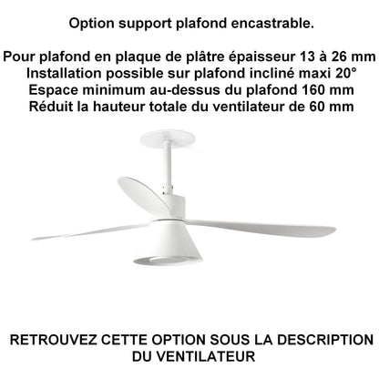 ventilateur de plafond AMELIA-L CONE blanc avec éclairage LED pour plafond ba13