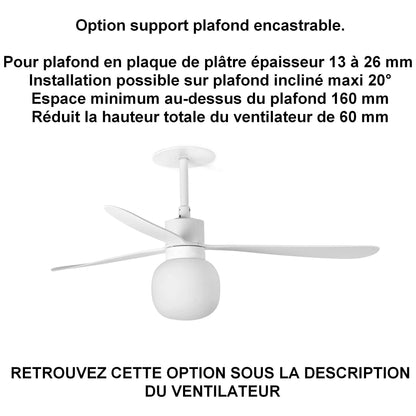 ventilateur de plafond AMELIA-L BALL LED blanc pour plafond ba13