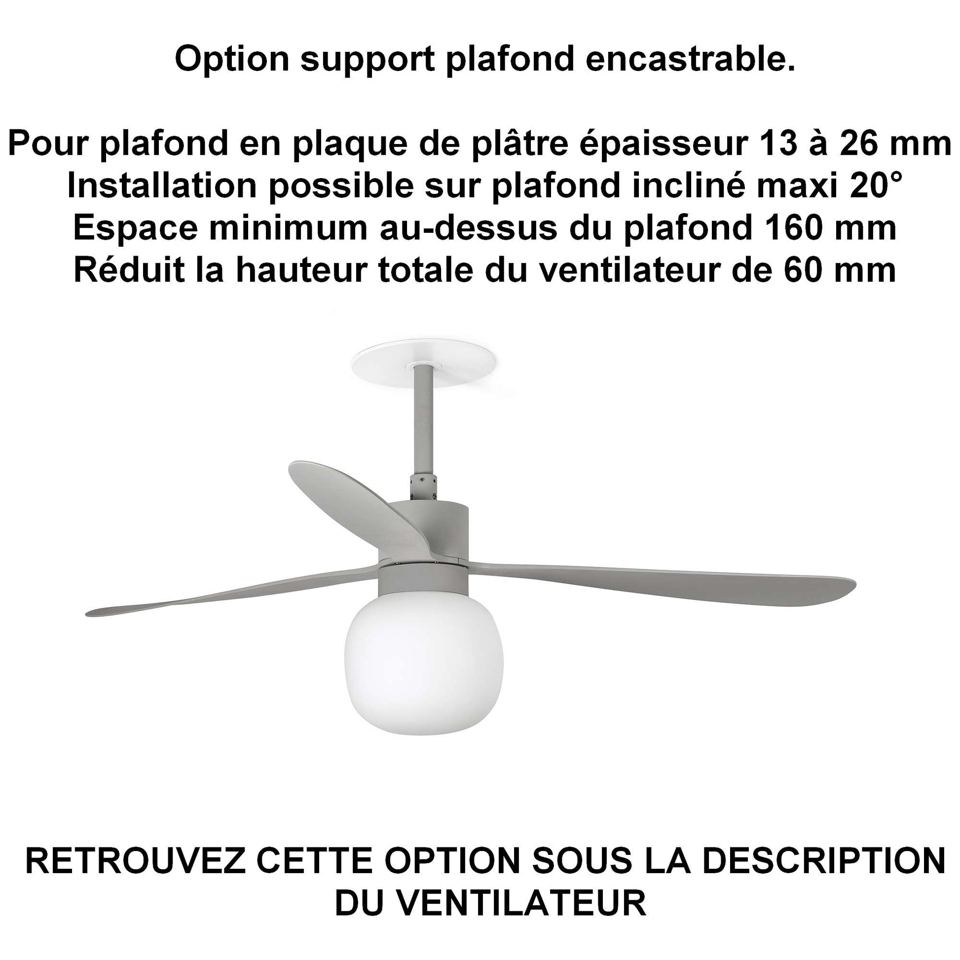 ventilateur de plafond AMELIA-L BALL LED gris pour plafond ba13