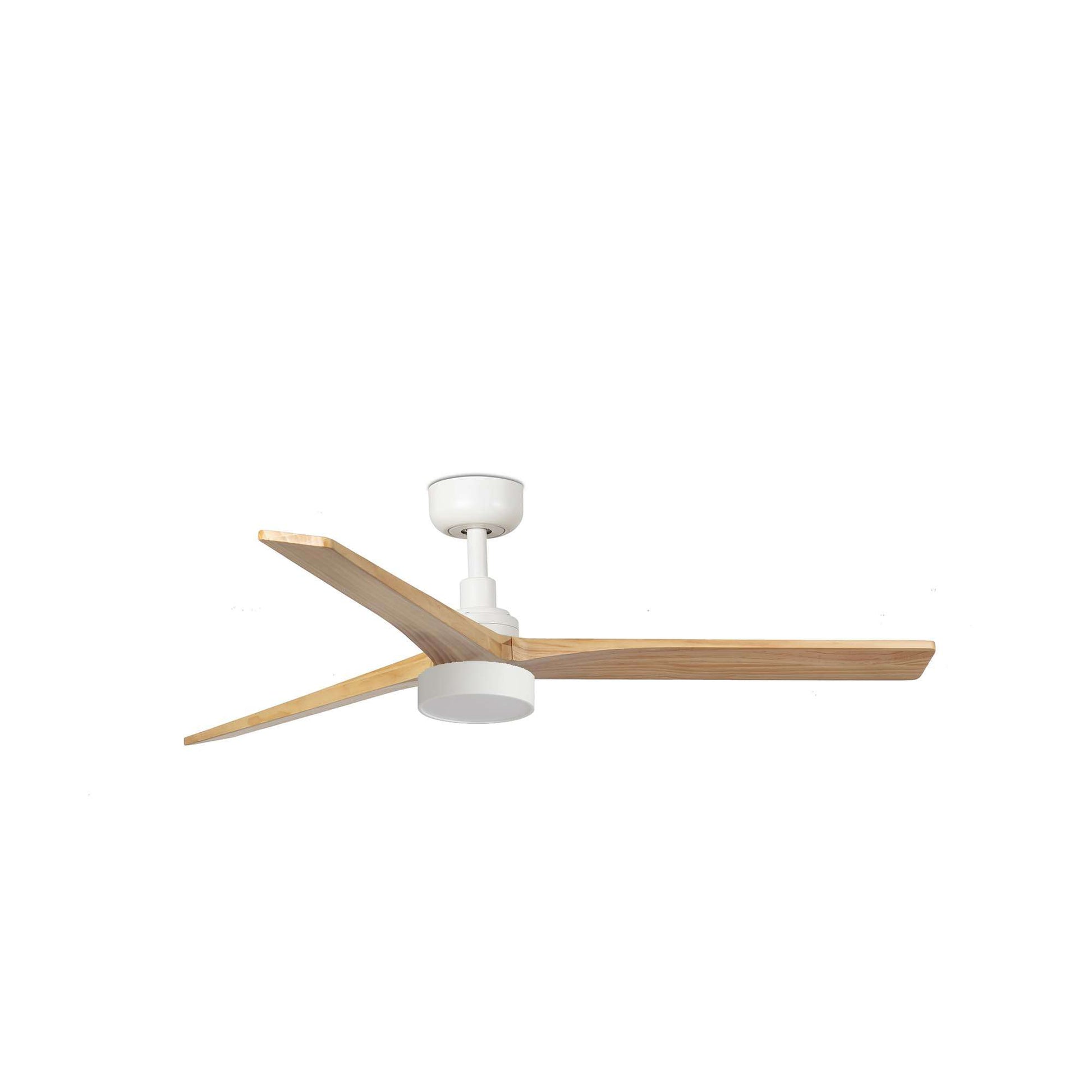 Ventilateur de plafond KLIM-M Ø 1250 mm blanc pales chêne clair avec kit led