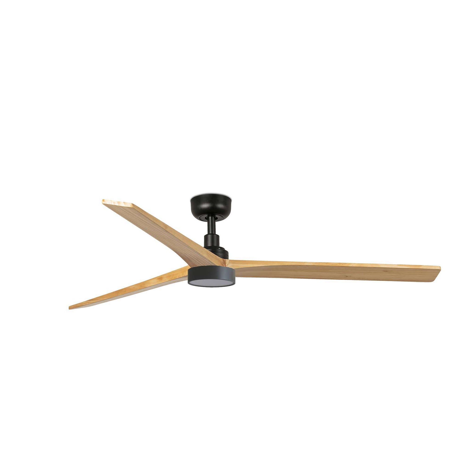 Ventilateur de plafond KLIM-L Ø 1500 mm noir pales chêne clair avec led