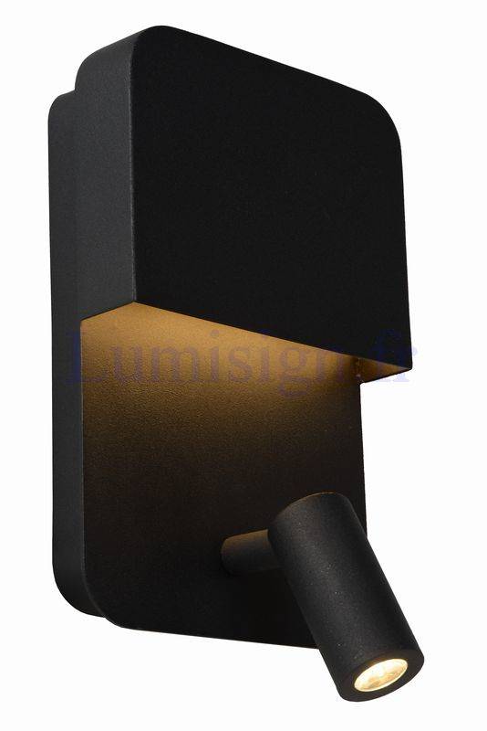 Applique liseuse BOXER noire avec USB - Lumisign